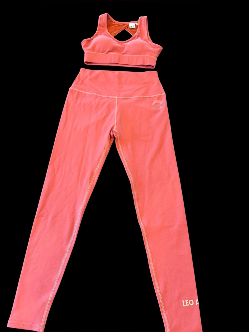 Bundle*Coral High-Waist Leggings with Matching Sports Bra NWOT